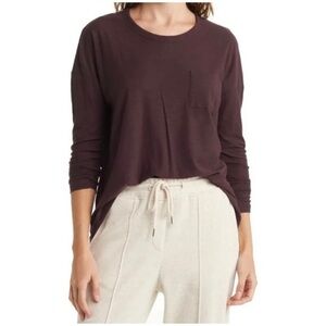 NEW STANDARD JAMES PERSE Long-Sleeve Pocket Tee in Eggplant